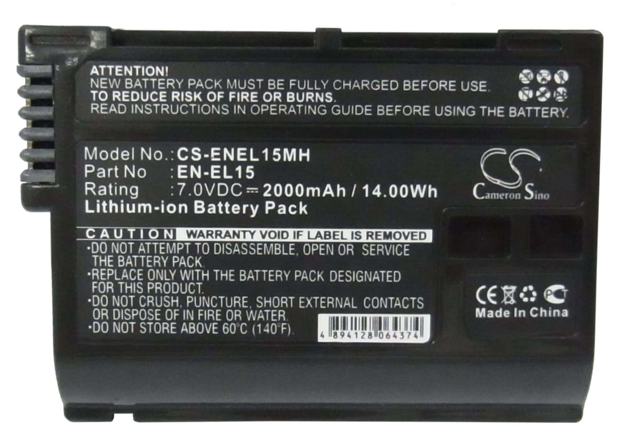 Battery For Nikon 1 V1, Coolpix D7000, 7v, 2000mah - 14.00wh Camera Cameron Sino Technology Limited   