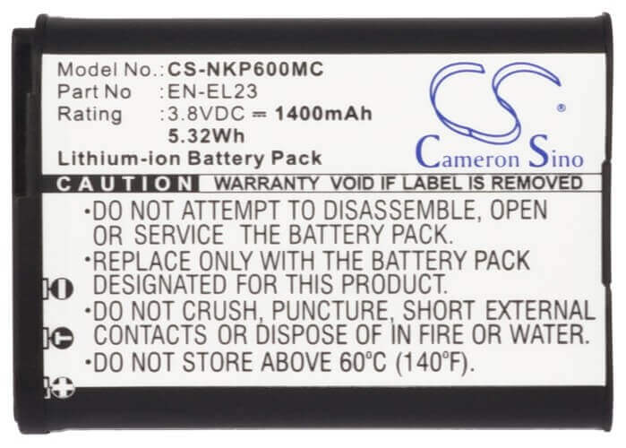 Battery For Nikon Coolpix P600, Coolpix P610, 3.8v, 1400mah - 5.32wh Camera Cameron Sino Technology Limited   