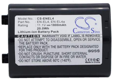 Battery For Nikon D2hs, D2x, D2xs, D3, 11.1v, 1800mah - 19.98wh Camera Cameron Sino Technology Limited   