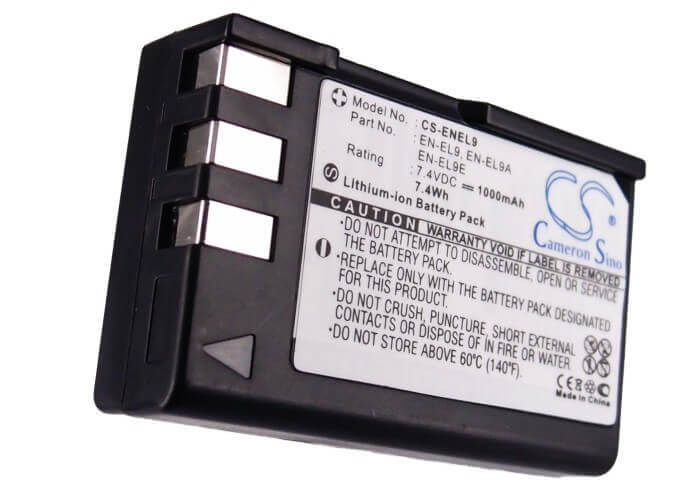 Battery For Nikon D3000, D40, D40a, D40c, 7.4v, 1000mah - 7.40wh Camera Cameron Sino Technology Limited   