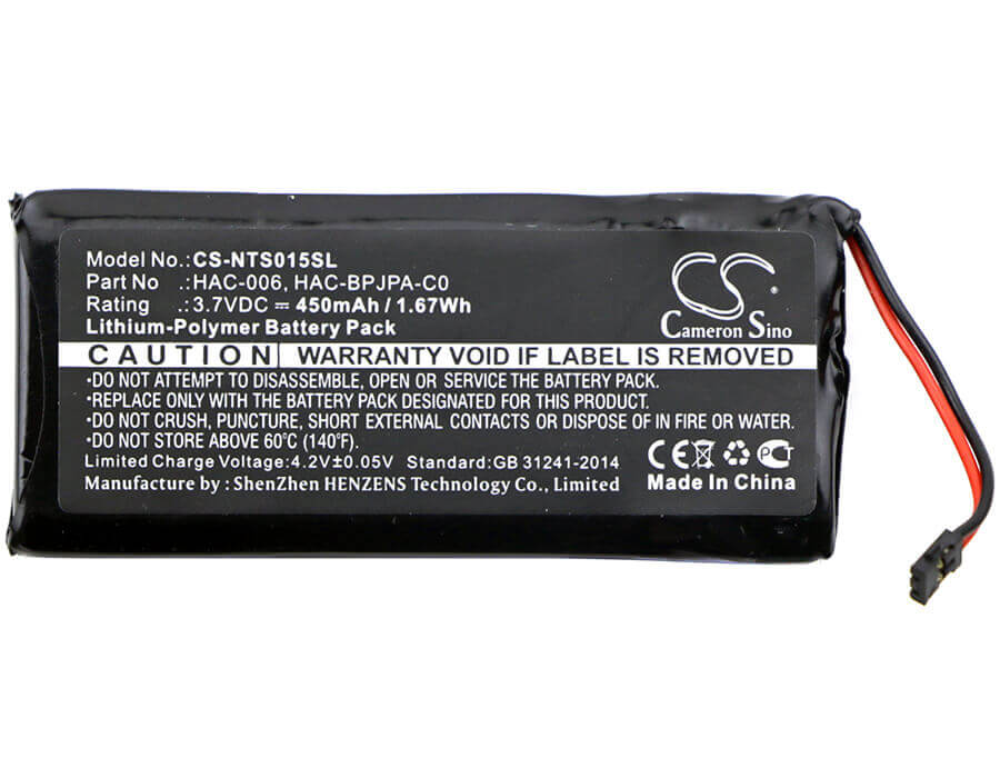 Battery For Nintendo, Hac-015, Hac-016, Hac-a-jcl-c0 3.7v, 450mah - 1.67wh Game Console Cameron Sino Technology Limited   