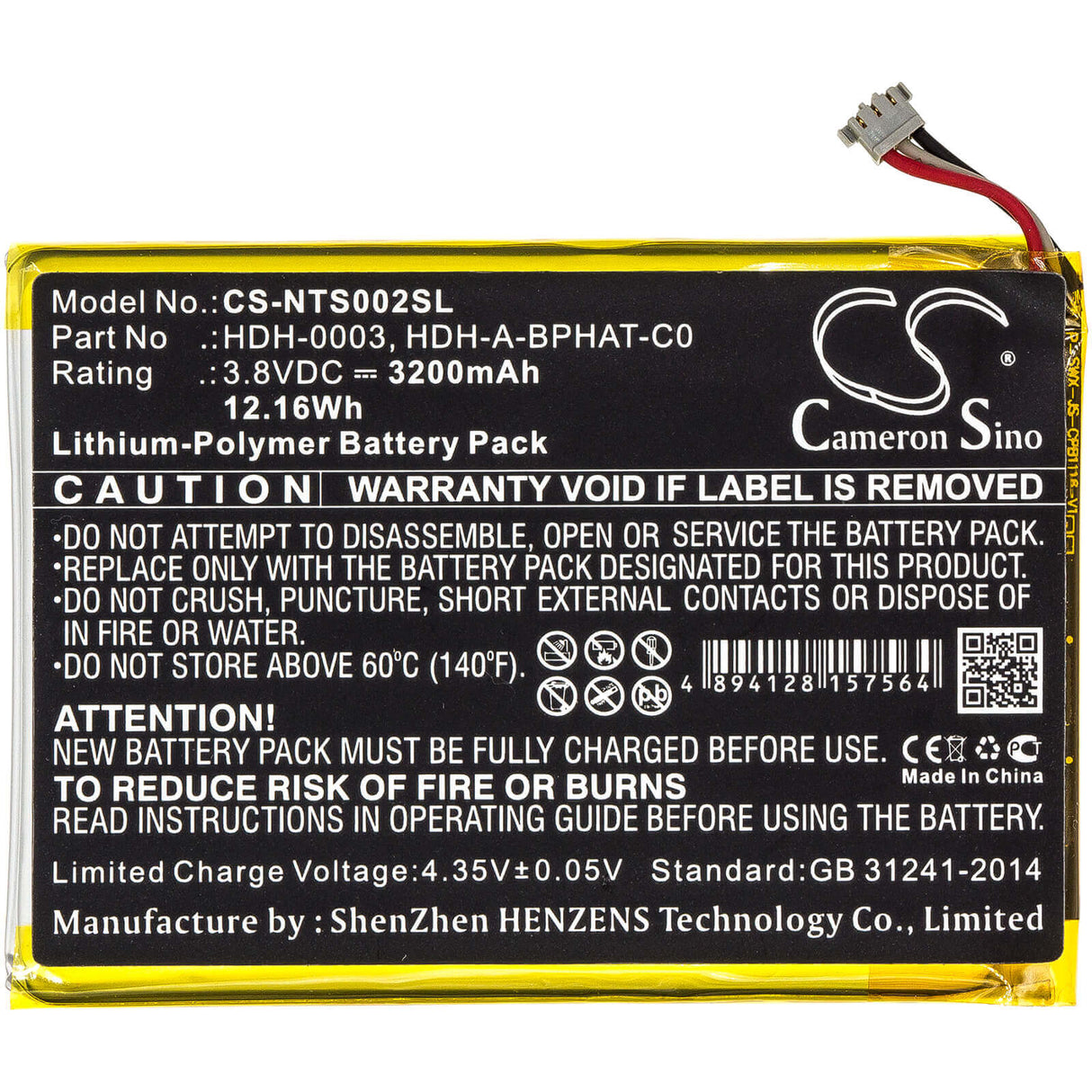 Battery For Nintendo, Hdh-001, Hdh-002, Switch Lite 3.8v, 3200mah - 12.16wh Game Console Cameron Sino Technology Limited   