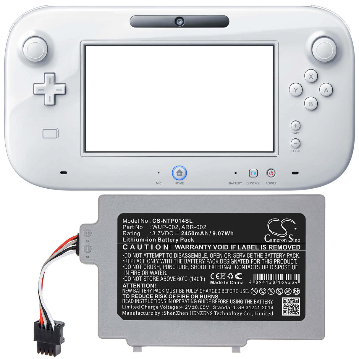 Battery For Nintendo, Wii U 8g, Wii U 8g Gamepad 3.7v, 2450mah - 9.07wh Game Console Cameron Sino Technology Limited   