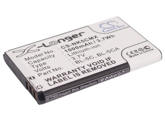 Battery For Nokia 1100, 1101, 1110 3.7v, 1000mah - 3.70wh Batteries for Electronics Cameron Sino Technology Limited   