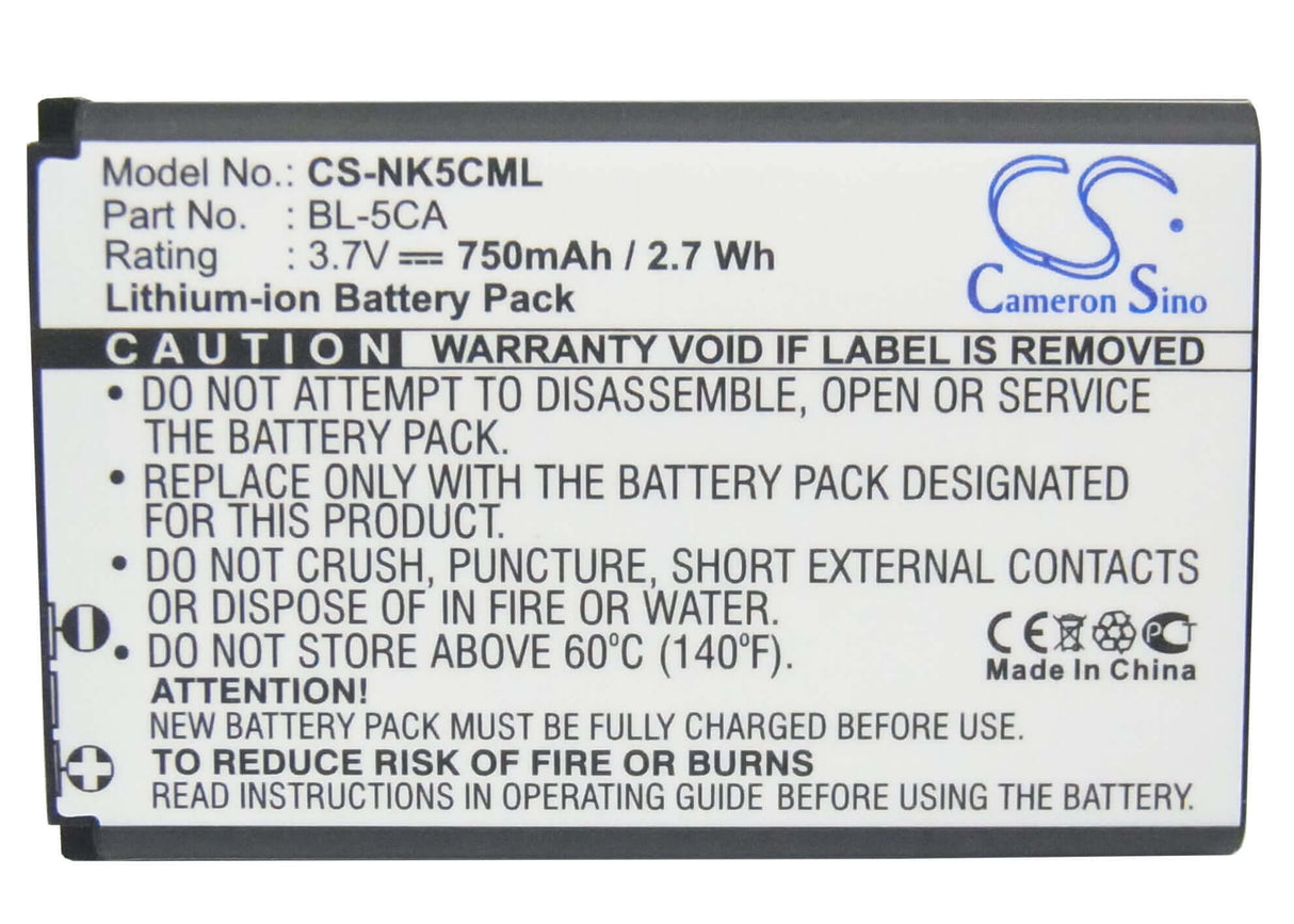 Battery For Nokia 1100, 1101, 1110 3.7v, 750mah - 2.78wh Batteries for Electronics Cameron Sino Technology Limited   