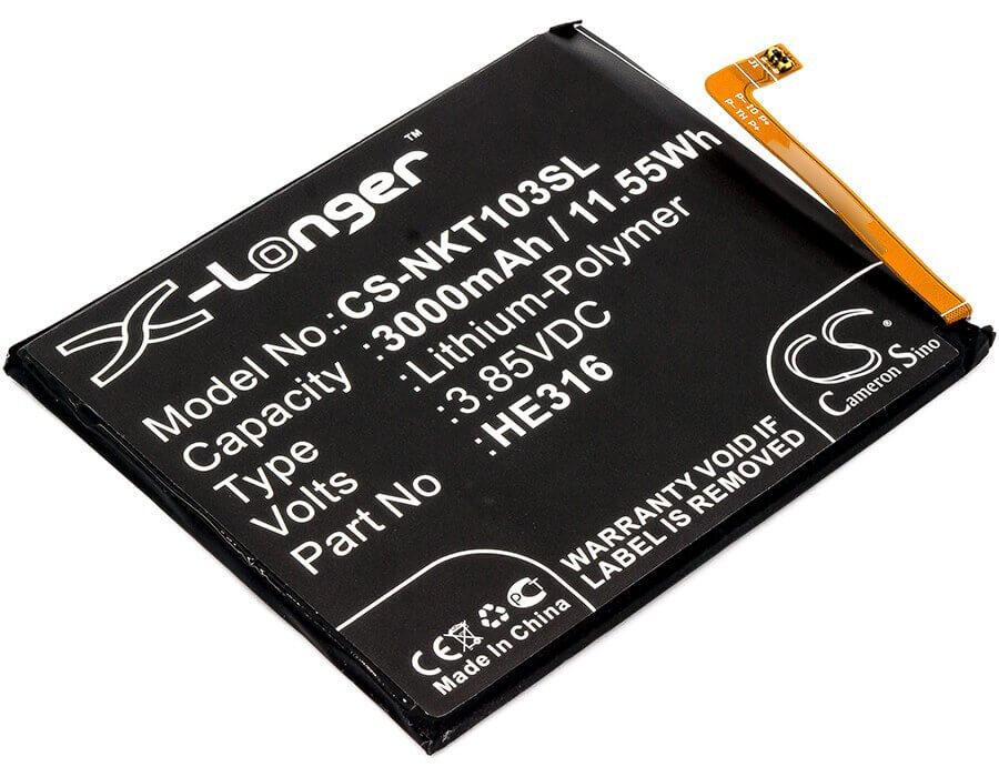 Battery For Nokia, 6, 6 Dual Sim, Hmd D1c, Nokia 6, Ta-1000, Ta-1003 3.85v, 3000mah - 11.55wh Batteries for Electronics Cameron Sino Technology Limited   