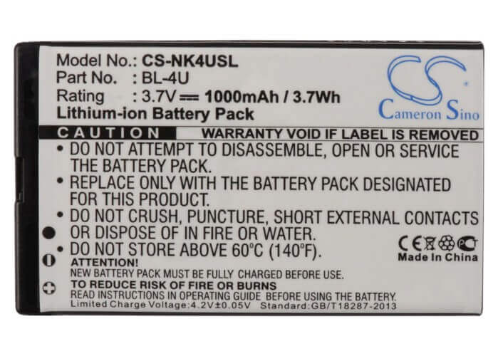 Battery For Nokia 8800 Arte, 8800 Sapphire Arte, 8800 Carbon Arte 3.7v, 1000mah - 3.70wh Mobile, SmartPhone Cameron Sino Technology Limited   