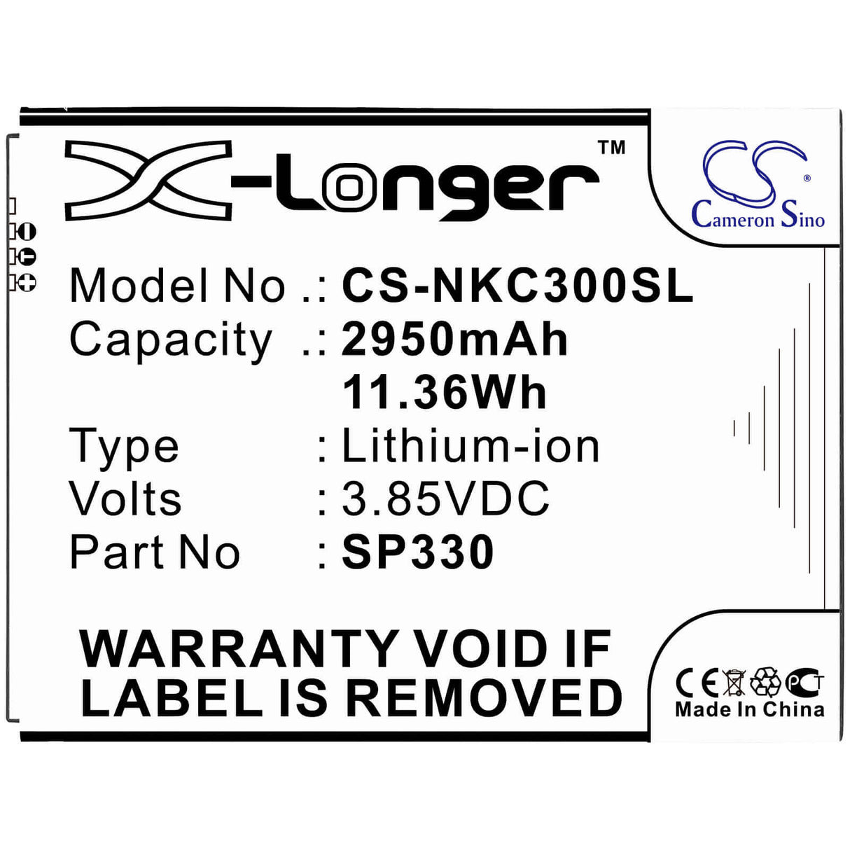 Battery For Nokia, C3 2020 3.85v, 2950mah - 11.36wh Mobile, SmartPhone Cameron Sino Technology Limited   