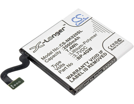 Battery For Nokia Lumia 920, Lumia 920t, Phi 3.7v, 2000mah - 7.40wh Mobile, SmartPhone Cameron Sino Technology Limited   