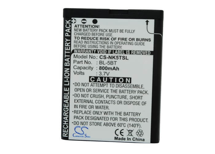 Battery For Nokia N75, 7510, 2600 Classic 3.7v, 800mah - 2.96wh Mobile, SmartPhone Cameron Sino Technology Limited   