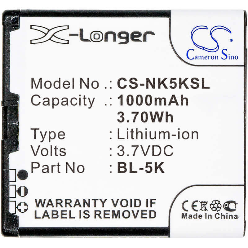 Battery For Nokia N85, N86, C7 3.7v, 1200mah - 4.44wh Batteries for Electronics Cameron Sino Technology Limited   