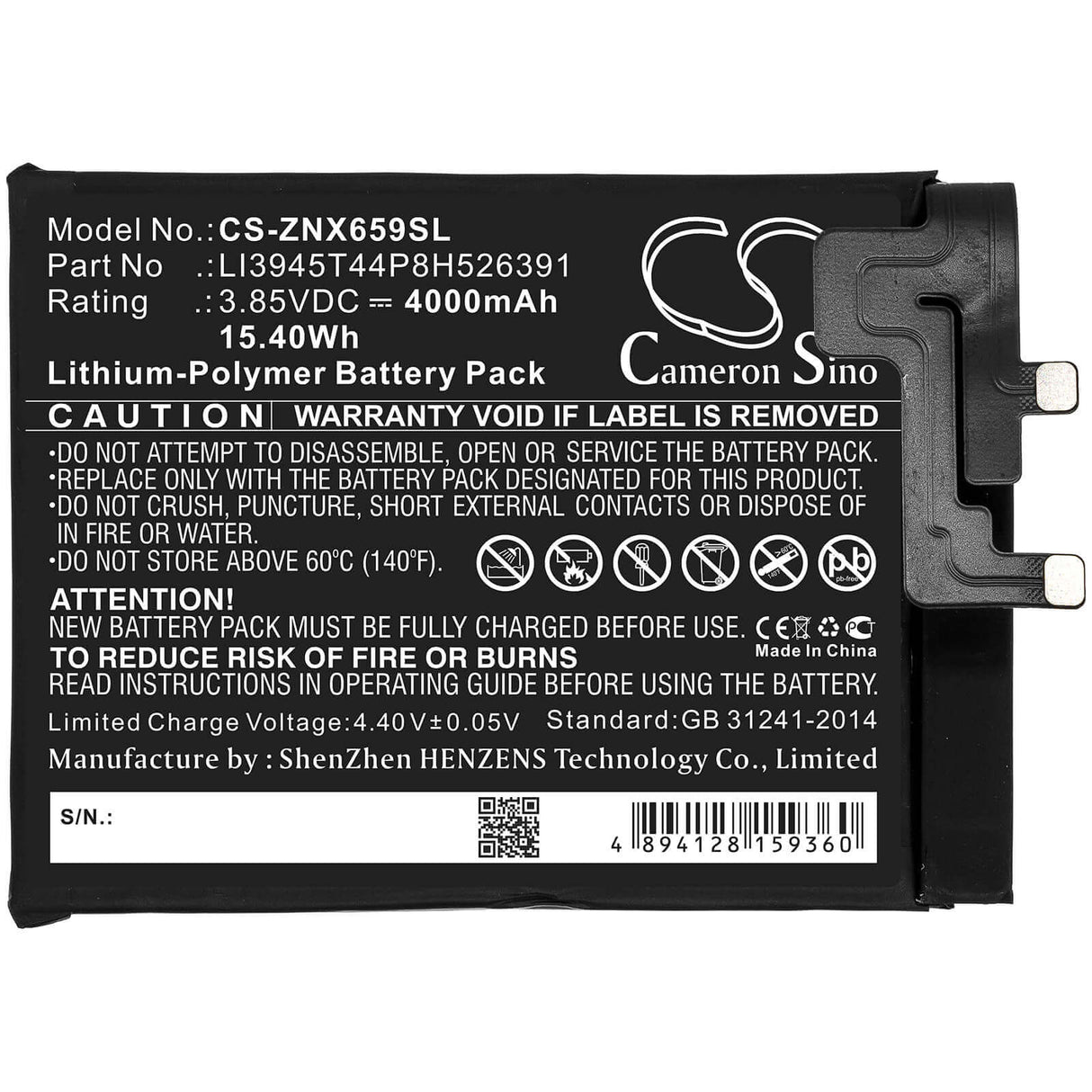 Battery For Nubia, Nx659j, Red Magic 5g, Zte 3.85v, 4000mah - 15.40wh Mobile, SmartPhone Cameron Sino Technology Limited   