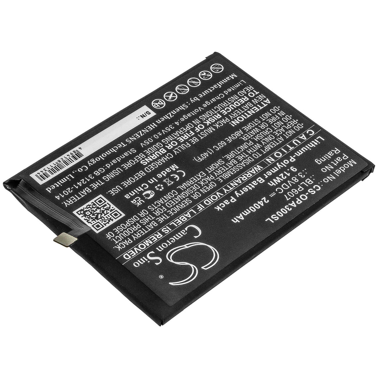 Battery For Oneplus Oneplus X, E1000 3.8v, 2400mah - 9.12wh Mobile, SmartPhone Cameron Sino Technology Limited   