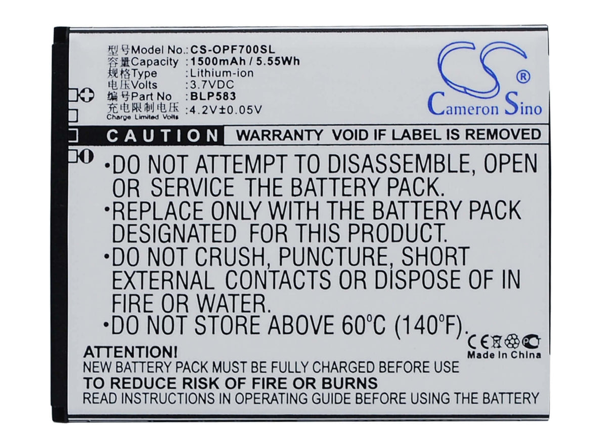 Battery For Oppo 1105, 1107, Find 7 Dual Sim 3.7v, 1500mah - 5.55wh Mobile, SmartPhone Cameron Sino Technology Limited   