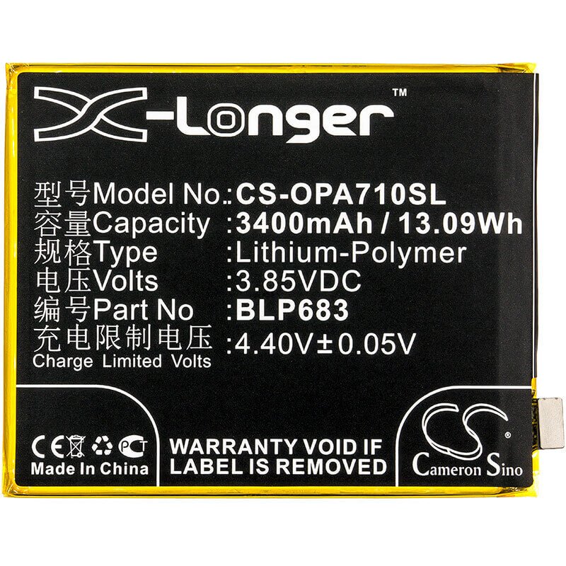 Battery For Oppo, A7x, A7x Dual Sim, Pbbm00 3.85v, 3400mah - 13.09wh Mobile, SmartPhone Cameron Sino Technology Limited   