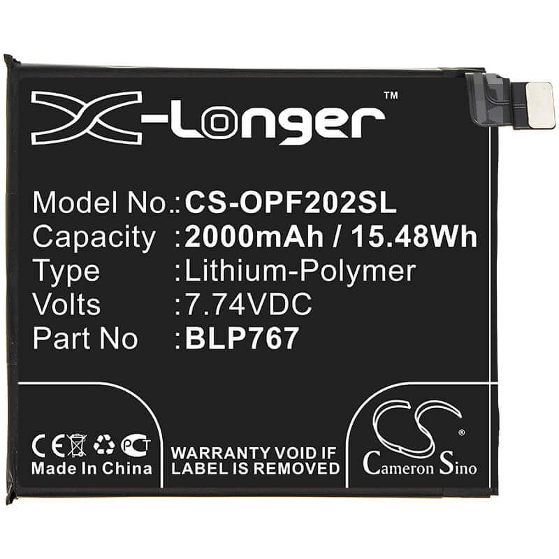 Battery For Oppo, Cph2025, Find X2 Pro 7.74v, 4000mah - 30.96wh Mobile, SmartPhone Cameron Sino Technology Limited   