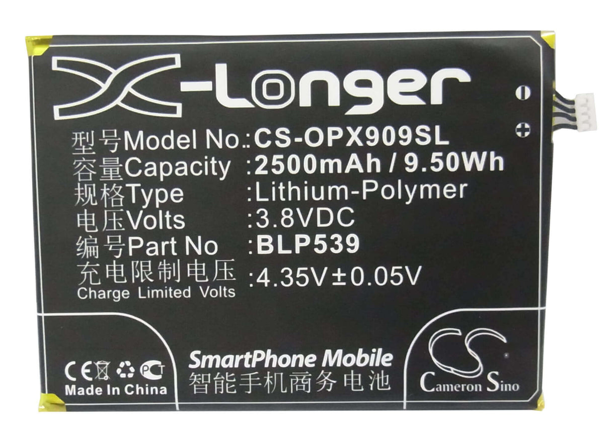 Battery For Oppo Find 5, X909, X909t 3.8v, 2500mah - 9.50wh Mobile, SmartPhone Cameron Sino Technology Limited   