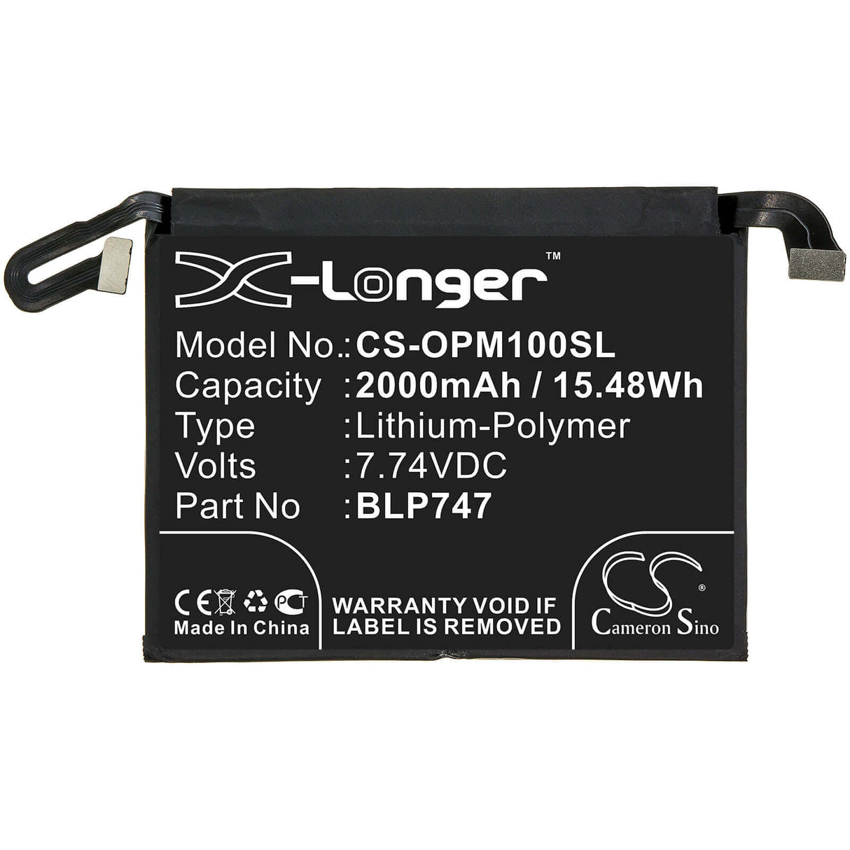 Battery For Oppo, Pclm10, Reno Ace 7.74v, 2000mah - 15.48wh Mobile, SmartPhone Cameron Sino Technology Limited   