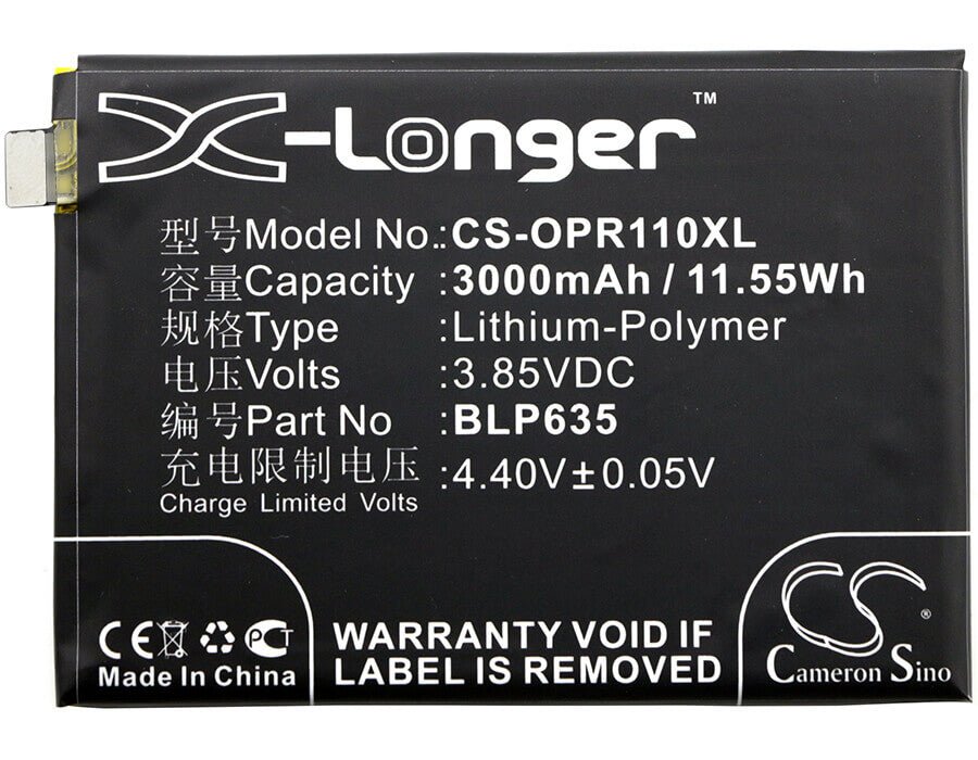 Battery For Oppo, R11 3.85v, 3000mah - 11.55wh Mobile, SmartPhone Cameron Sino Technology Limited   