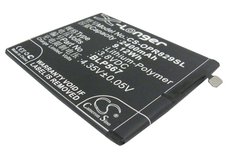 Battery For Oppo R829t, R1, R8007 3.8v, 2400mah - 9.12wh Mobile, SmartPhone Cameron Sino Technology Limited   