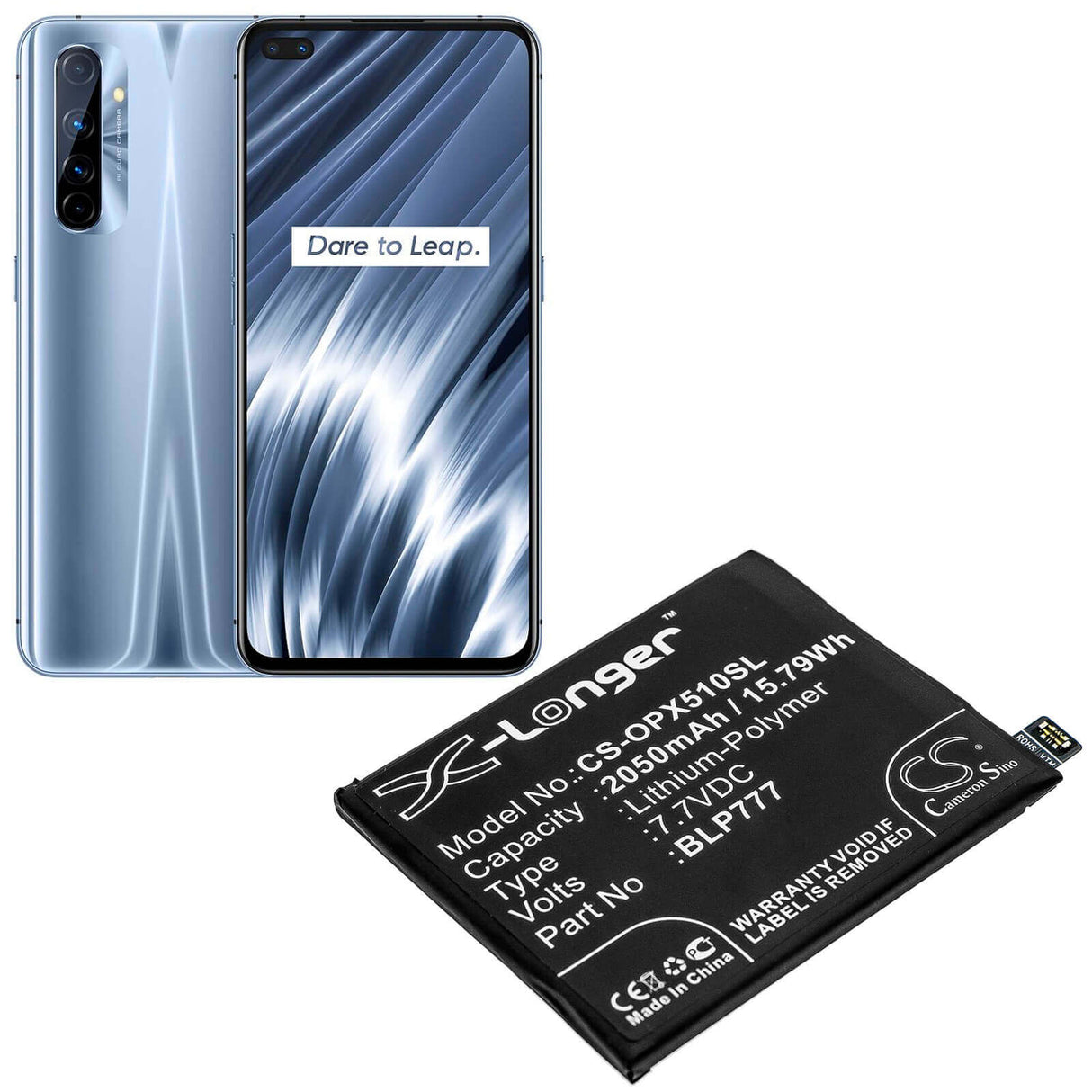 Battery For Oppo, Realme X50 Pro 5g, Rmx2072 7.7v, 2050mah - 15.79wh Mobile, SmartPhone Cameron Sino Technology Limited   