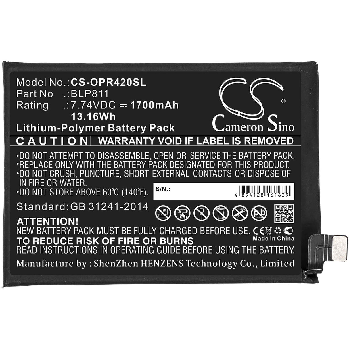 Battery For Oppo, Reno4 Se 7.74v, 2100mah - 16.25wh Mobile, SmartPhone Cameron Sino Technology Limited   