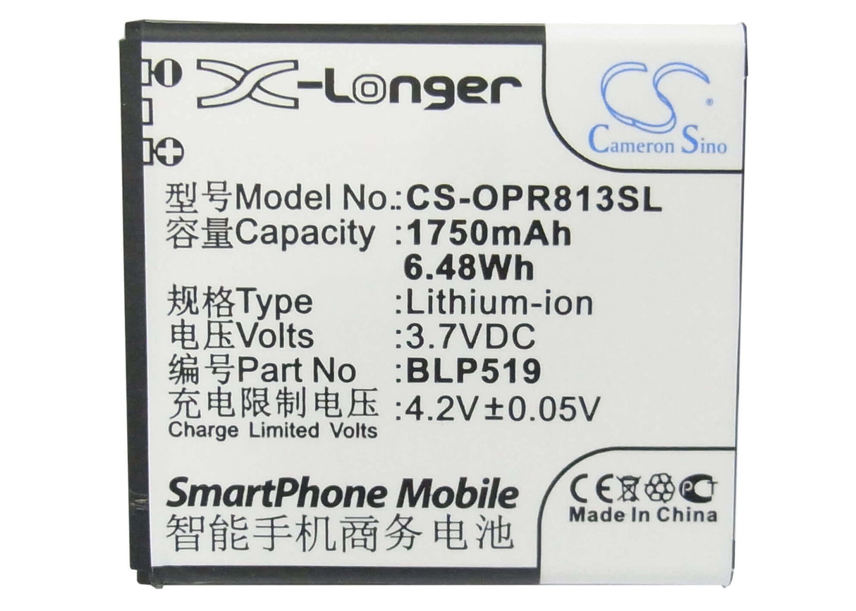 Battery For Oppo U701, R817, U701t 3.7v, 1750mah - 6.48wh Mobile, SmartPhone Cameron Sino Technology Limited   