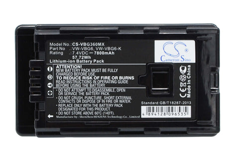 Battery For Panasonic Ag-ac130, Ag-ac130a, Ag-ac130aej, Ag-ac130ap, 7.4v, 7800mah - 57.72wh Batteries for Electronics Cameron Sino Technology Limited   