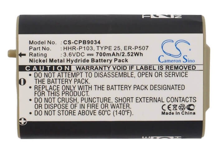 Battery For Panasonic, Kx-ga271w, Kxtd7680, Kx-td7680, Kx-td7896, 3.6v, 700mah - 2.52wh Cordless Phone Cameron Sino Technology Limited (Cordless Phone)   