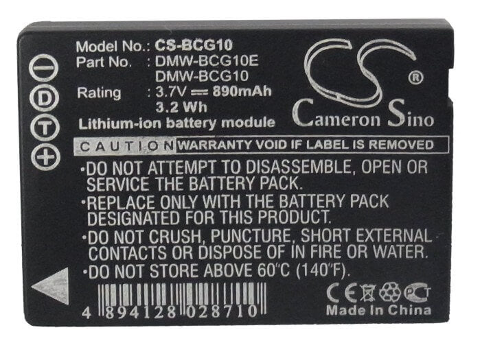 Battery For Panasonic Lumix Dmc-3d1, Lumix Dmc-3d1k, 3.7v, 890mah - 3.29wh Batteries for Electronics Cameron Sino Technology Limited   
