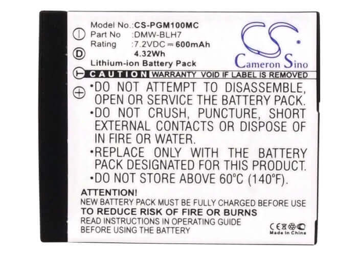 Battery For Panasonic Lumix Dmc-gm1, Lumix Dmc-gm1d, 7.2v, 600mah - 4.32wh Batteries for Electronics Cameron Sino Technology Limited   