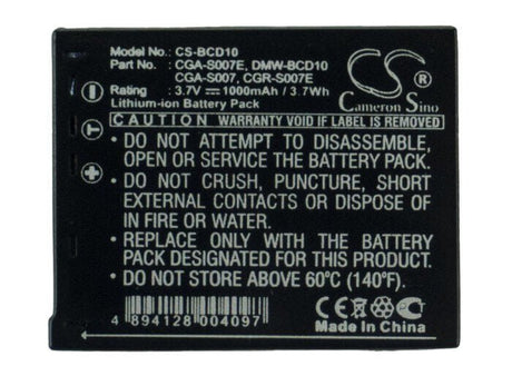 Camera battery For Panasonic Lumix Dmc-tz1, Lumix Dmc-tz11, 3.7v, 1000mah - 3.70wh Camera Cameron Sino Technology Limited   