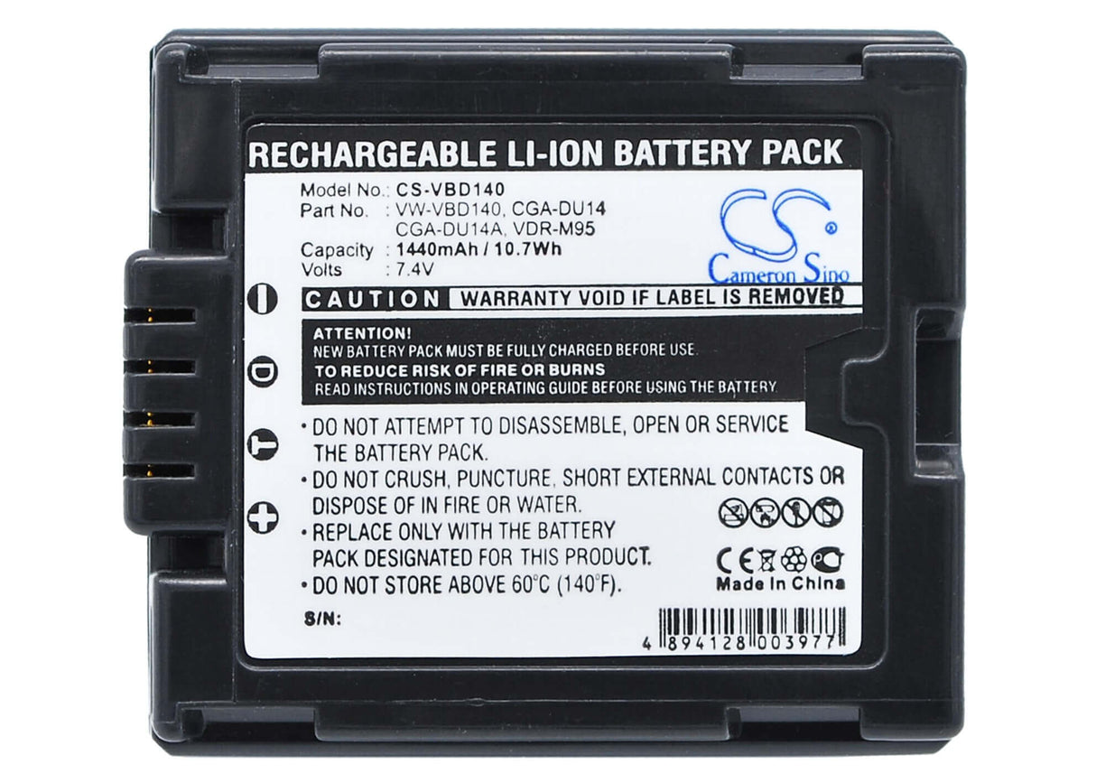 Battery For Panasonic Nv-gs10, Nv-gs100k, Nv-gs120k, Nv-gs150, 7.4v, 1440mah - 10.66wh Batteries for Electronics Cameron Sino Technology Limited   