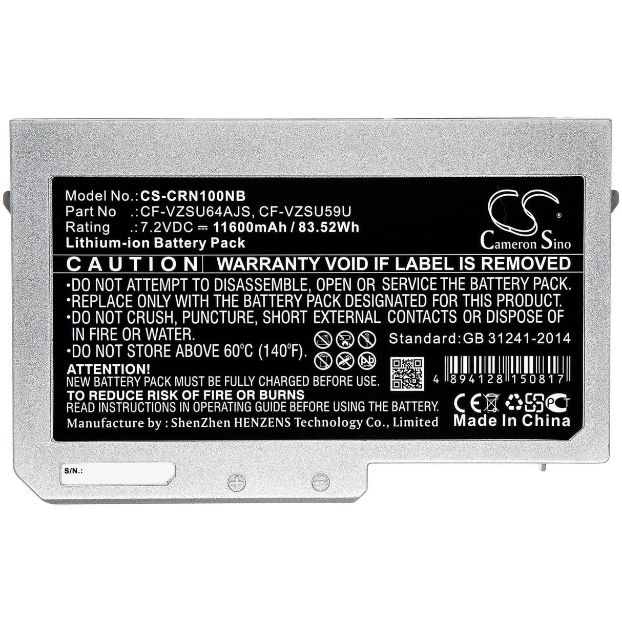 Battery For Panasonic, Toughbook Cf-n10, Toughbook Cf-s10 7.2v, 11600mah - 83.52wh Batteries for Electronics Cameron Sino Technology Limited   