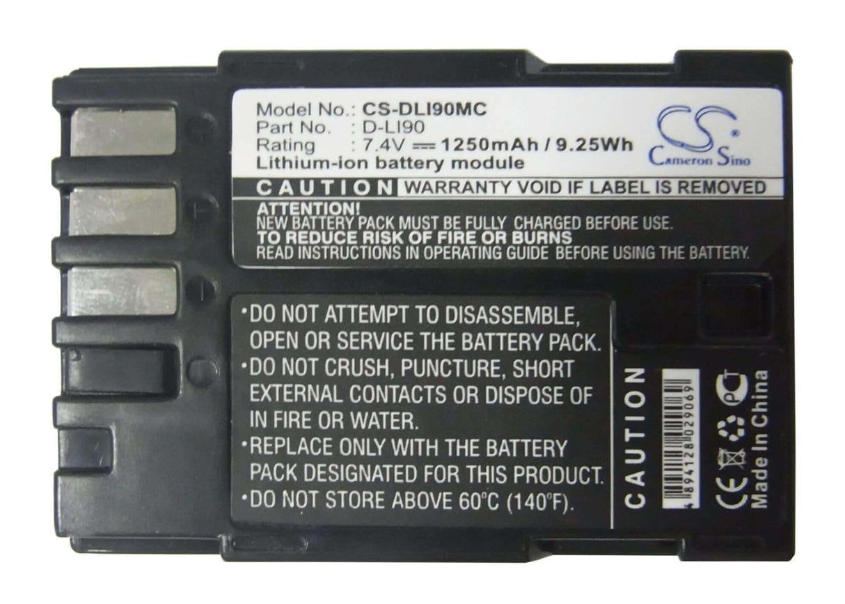 Battery For Pentax 645d, K-5, K-7 7.4v, 1250mah - 9.25wh Camera Cameron Sino Technology Limited   