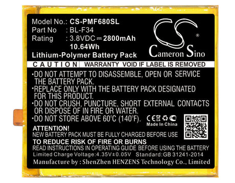 Battery For Phicomm Freecomm 2s, F680l 3.8v, 2800mah - 10.64wh Mobile, SmartPhone Cameron Sino Technology Limited   