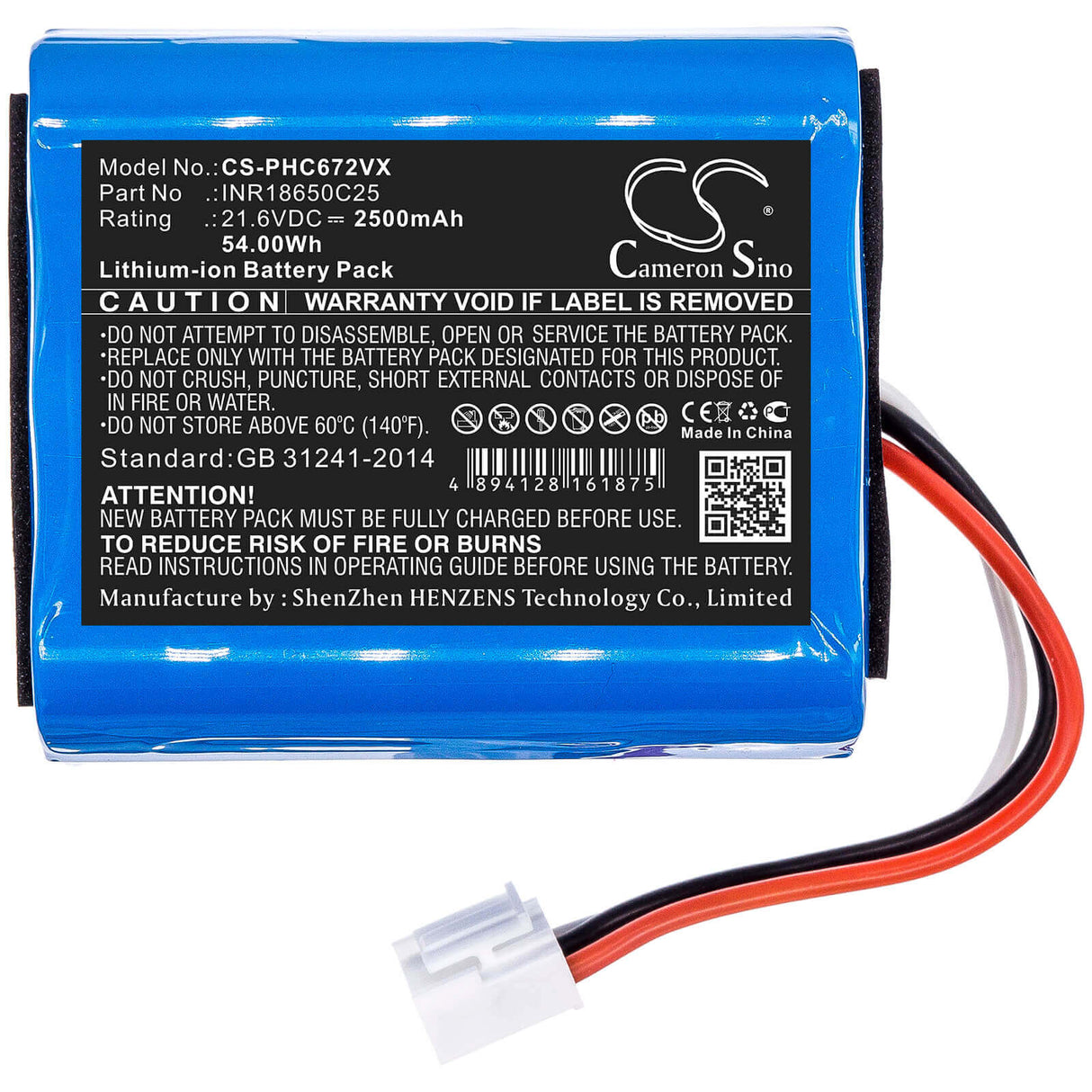 Battery For Philips, Fc6721, Fc6721/01, Fc6722 21.6v, 2500mah - 54.00wh Vacuum Cameron Sino Technology Limited   