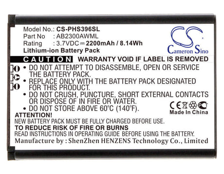 Battery For Philips, S396, Xenium S396 3.7v, 2200mah - 8.14wh Mobile, SmartPhone Cameron Sino Technology Limited   