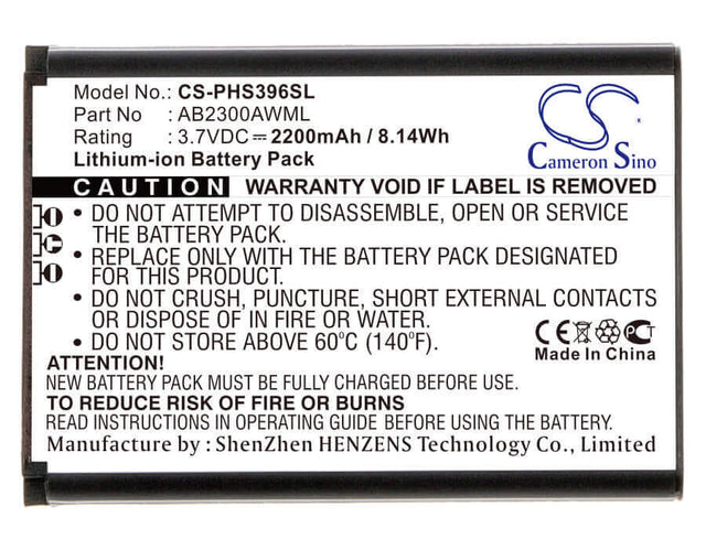 Battery For Philips, S396, Xenium S396 3.7v, 2200mah - 8.14wh Mobile, SmartPhone Cameron Sino Technology Limited   