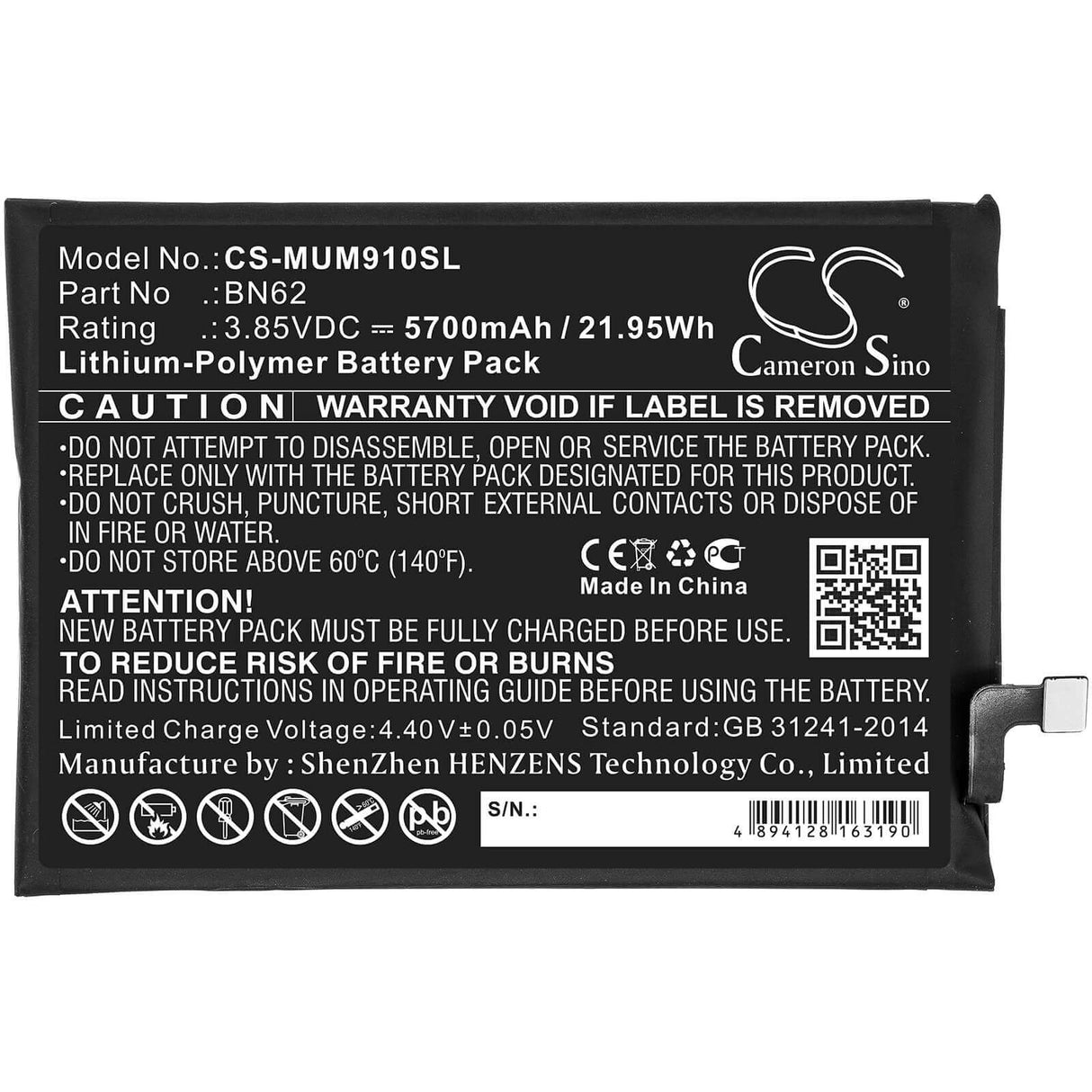 Battery For Poco, M2010j19ci, M3, Redmi 3.85v, 5900mah - 22.72wh Mobile, SmartPhone Cameron Sino Technology Limited   