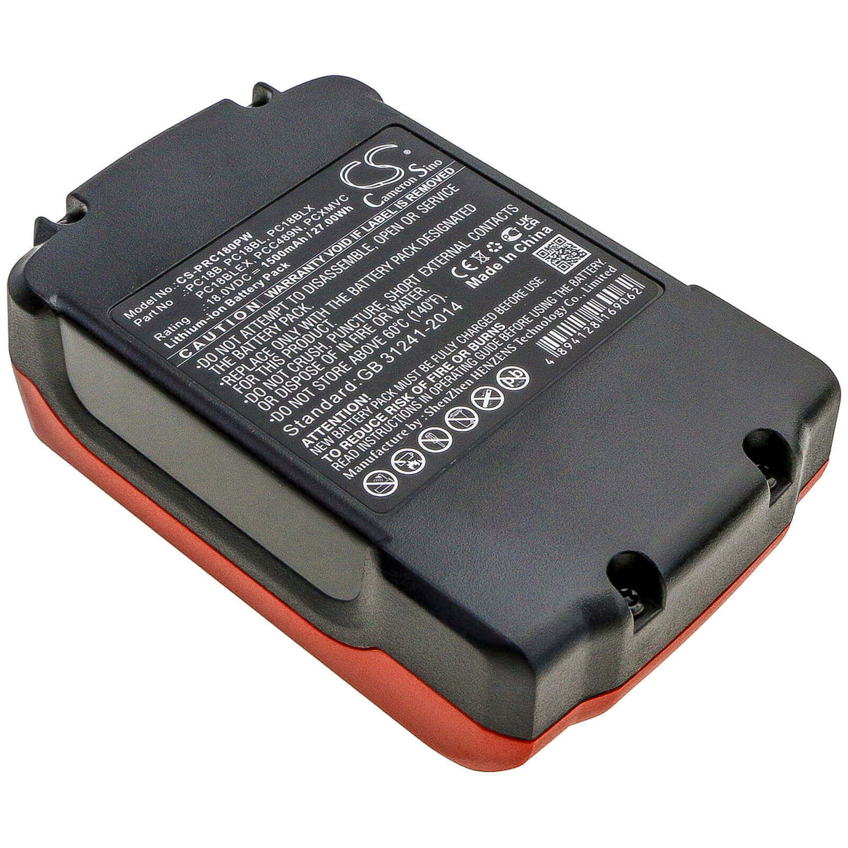 Battery For Porter Cable, Pc1800d, Pc1800l, Pc1800rs 18v, 1500mah - 27.00wh Power Tools Cameron Sino Technology Limited (Power Tools)   