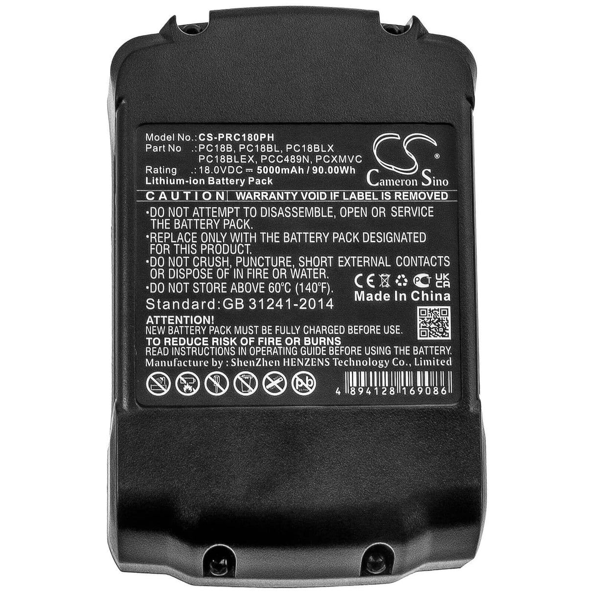 Battery For Porter Cable, Pc1800d, Pc1800l, Pc1800rs 18v, 5000mah - 90.00wh Power Tools Cameron Sino Technology Limited (Power Tools)   