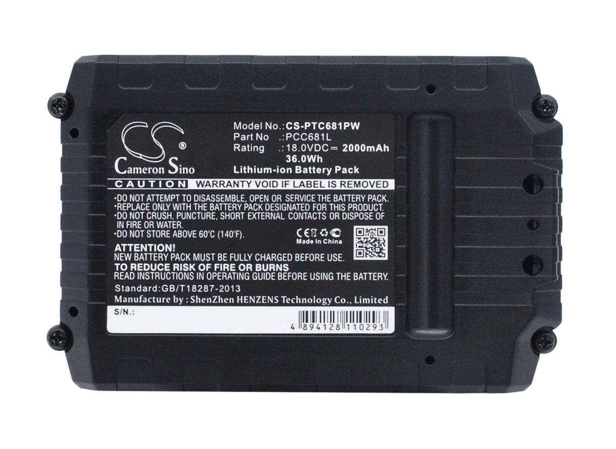 Battery For Porter Cable Pcc601, Pcc681l, 18v, 2000mah - 36.00wh Power Tools Cameron Sino Technology Limited (Power Tools)   