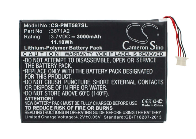 Battery For Prestigio Multipad 7.0 Ultra Duo, Pmt5877c 3.7v, 3000mah - 11.10wh Tablet Cameron Sino Technology Limited   