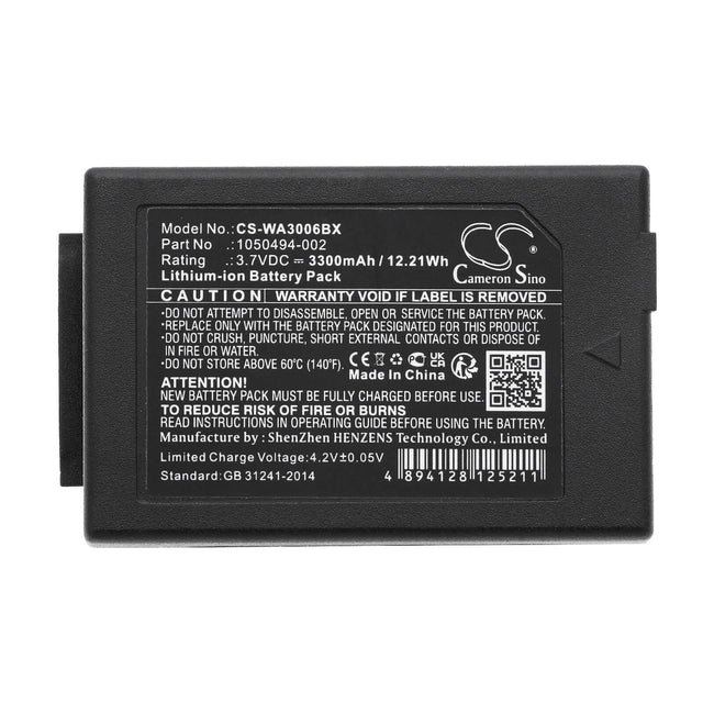 Battery For Psion, 1050494, 7525, 7525c, 7527, G1, G2, Wa3006, Wa3010 3.7v, 3300mah - 12.21wh Barcode Scanner Cameron Sino Technology Limited   