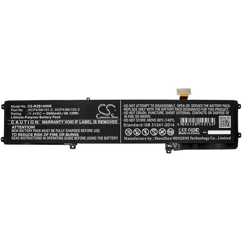 Battery For Razer, Betty4-73k-06472, Blade 14 11.4v, 5800mah - 66.12wh Notebook, Laptop Cameron Sino Technology Limited   