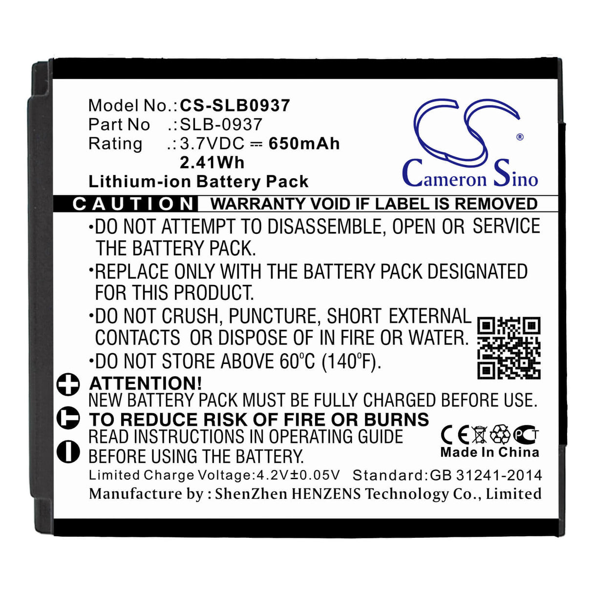 Battery For Samsung Cl5, I8, L730, L830, 3.7v, 1000mah - 3.70wh Camera Cameron Sino Technology Limited   