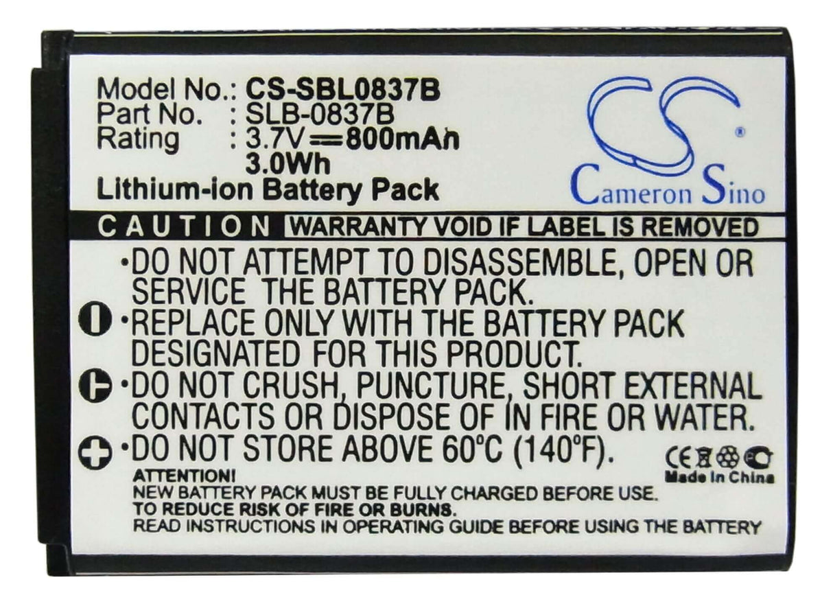 Battery For Samsung Digimax L70, Digimax L70b, 3.7v, 800mah - 2.96wh Camera Cameron Sino Technology Limited   