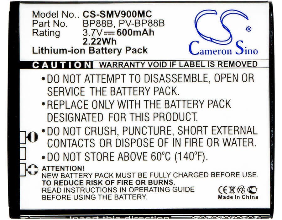 Battery For Samsung Ec-mv900fbpwus, Mv900, Mv900f 3.7v, 600mah - 2.22wh Camera Cameron Sino Technology Limited   