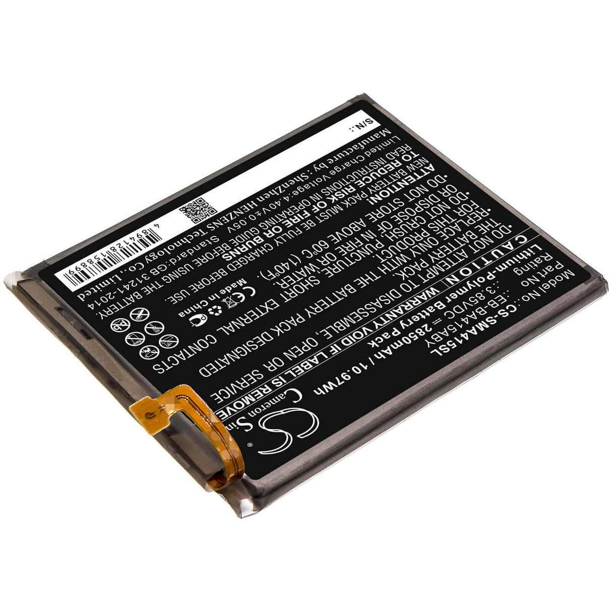 Battery For Samsung, Galaxy A41 2020, Sc-41a, Scv48 3.85v, 2850mah - 10.97wh Mobile, SmartPhone Cameron Sino Technology Limited   